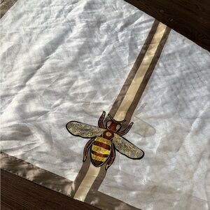 Bee Embroidered Scarf with Brown Accents